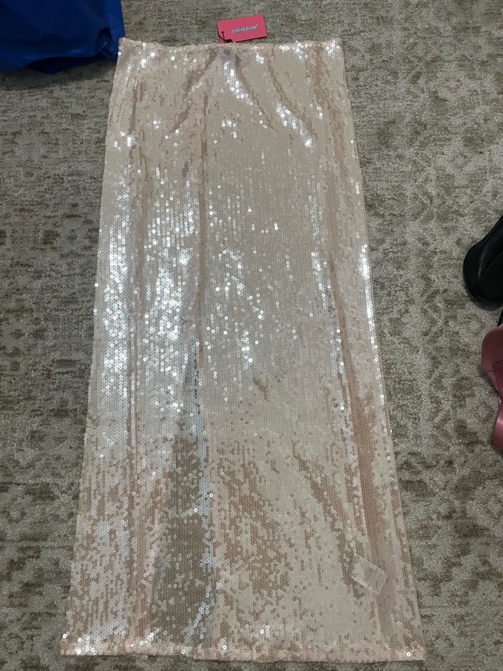 Edikted Blush Sequin Overlay Fabric